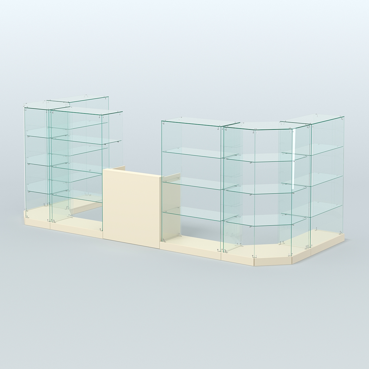 Торговый стеклянный павильон Абсолют №5 (открытый) (7, 15 кв.м) Крем Вайс