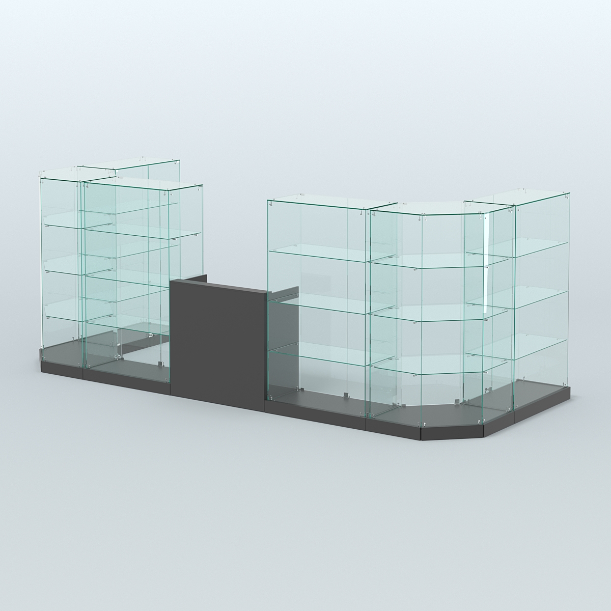 Торговый стеклянный павильон Абсолют №5а (закрытый) (7, 15 кв.м) Черный