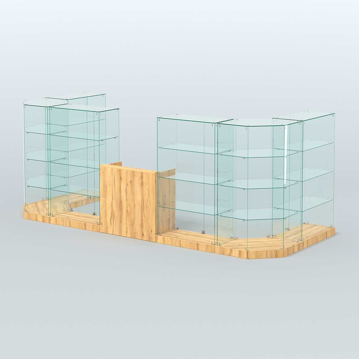 Торговый стеклянный павильон Абсолют №5а (закрытый) (7, 15 кв.м) Дуб Золотистый