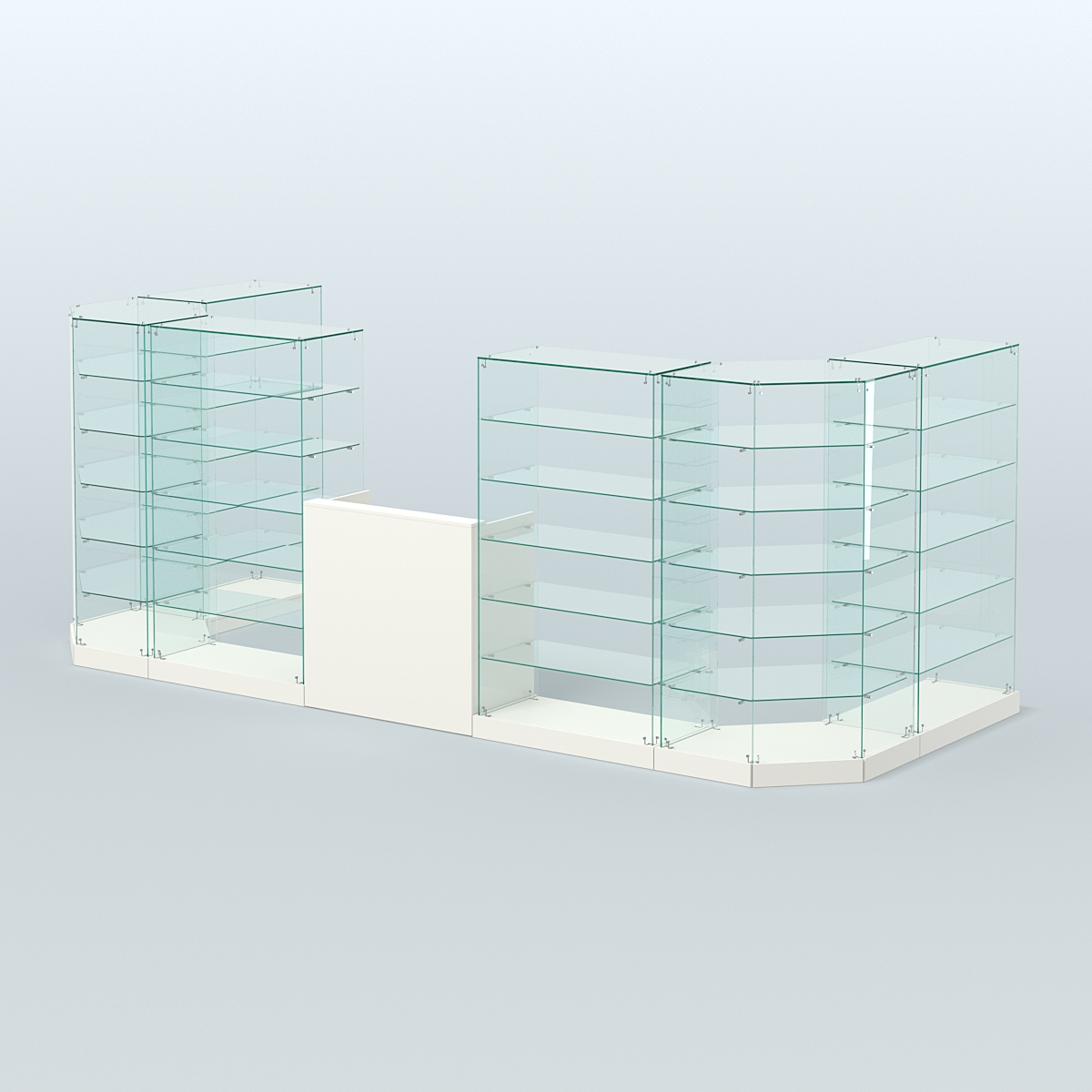 Торговый стеклянный павильон Абсолют №6 (открытый) (7, 15 кв.м) Белый