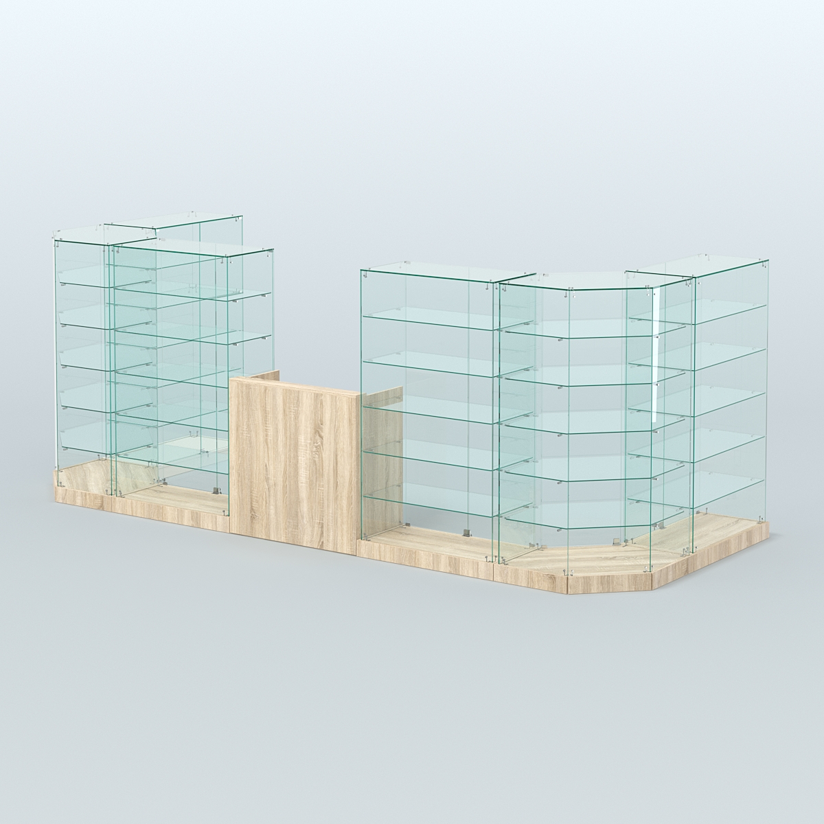 Торговый стеклянный павильон Абсолют №6а (закрытый) (7, 15 кв.м) Дуб сонома