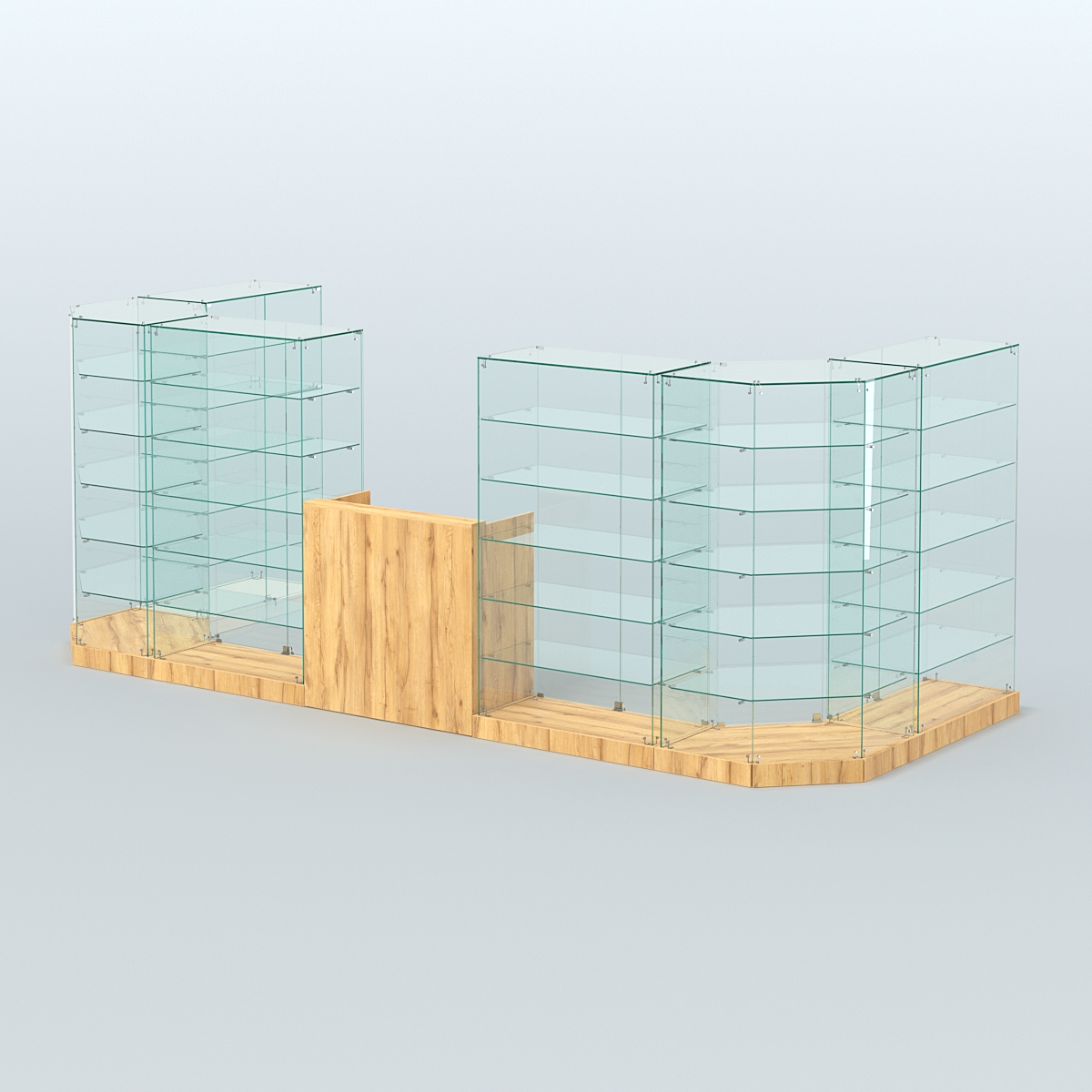 Торговый стеклянный павильон Абсолют №6а (закрытый) (7, 15 кв.м) Дуб Золотистый