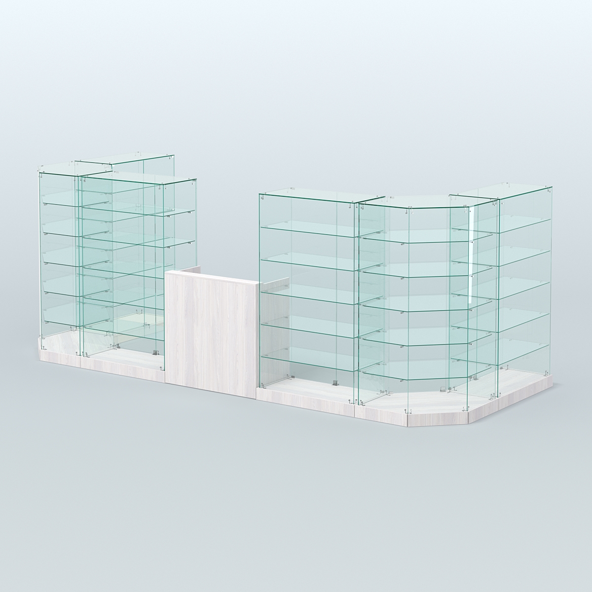 Торговый стеклянный павильон Абсолют №6а (закрытый) (7, 15 кв.м) Ясень Анкор светлый