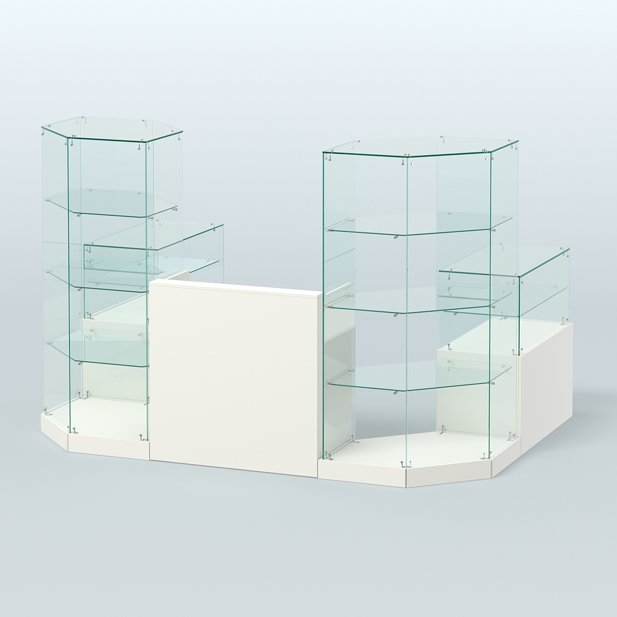 Торговый стеклянный павильон Абсолют №7 (открытый) (4, 13 кв.м) Белый