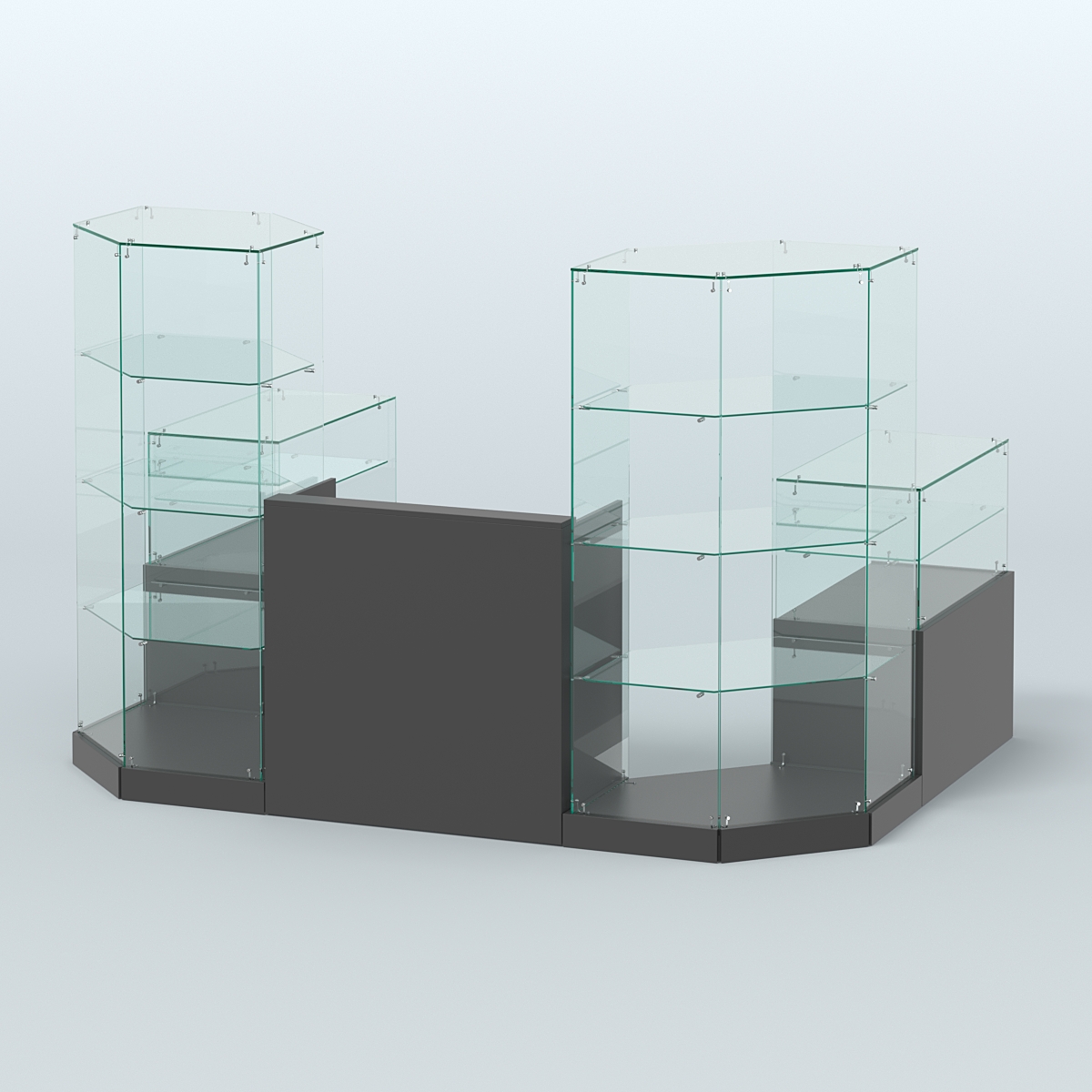 Торговый стеклянный павильон Абсолют №7 (открытый) (4, 13 кв.м) Черный