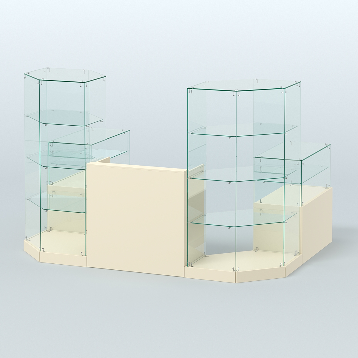 Торговый стеклянный павильон Абсолют №7 (открытый) (4, 13 кв.м) Крем Вайс