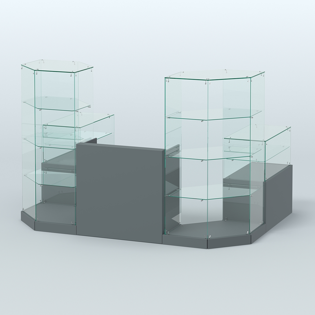 Торговый стеклянный павильон Абсолют №7 (открытый) (4, 13 кв.м) Темно-Серый