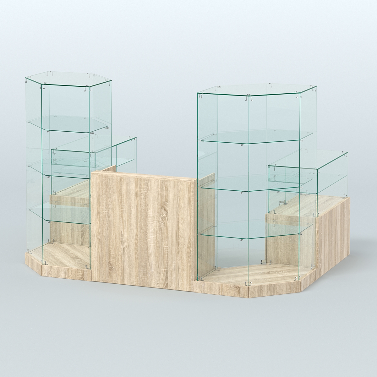 Торговый стеклянный павильон Абсолют №7а (закрытый) (4, 13 кв.м) Дуб сонома