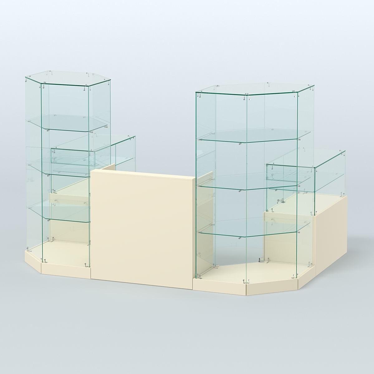 Торговый стеклянный павильон Абсолют №7а (закрытый) (4, 13 кв.м) Крем Вайс