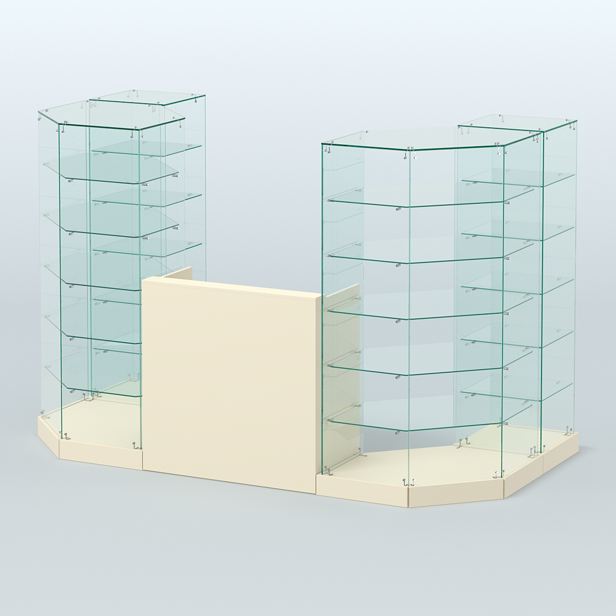 Торговый стеклянный павильон Абсолют №8 (открытый) (3 кв.м) Крем Вайс