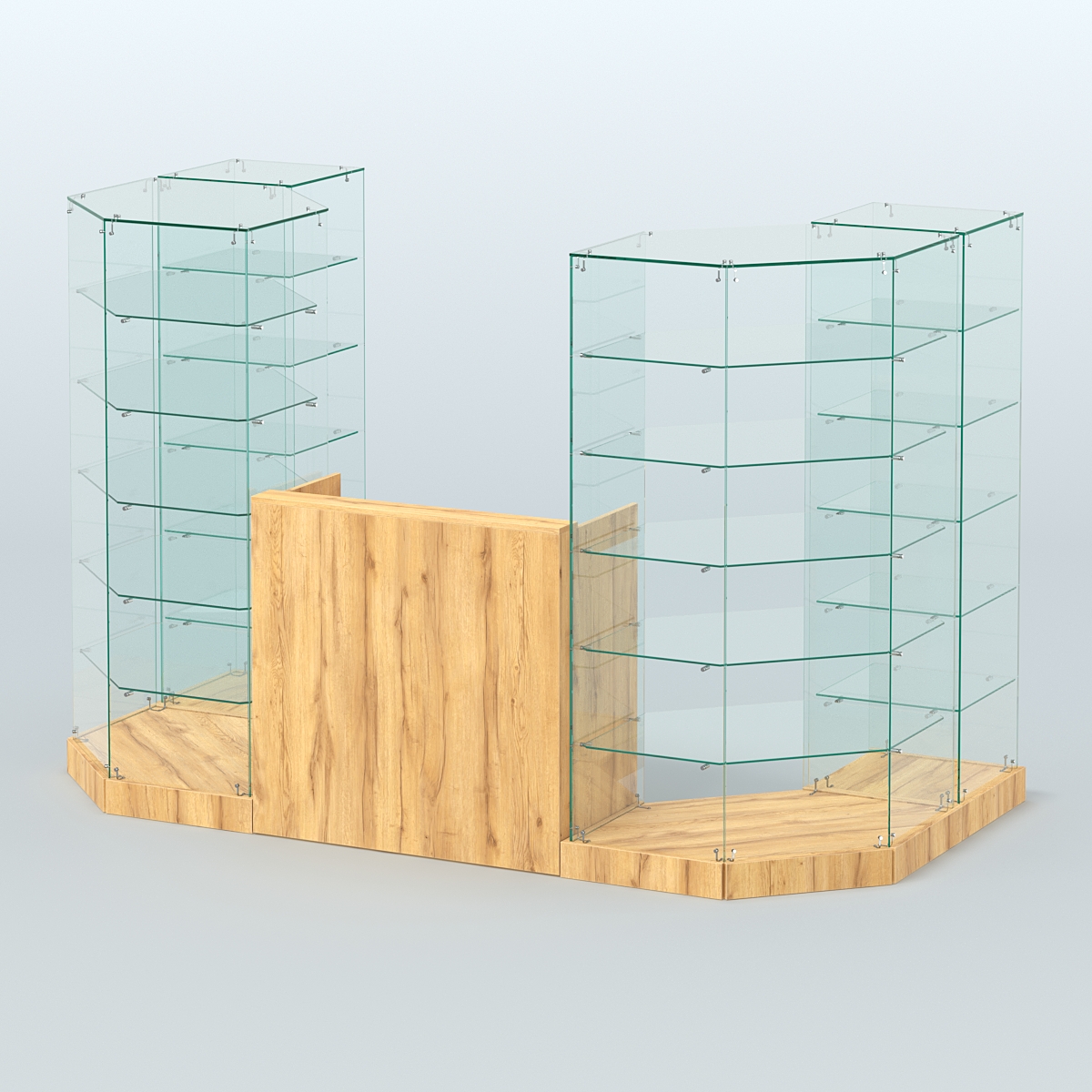 Торговый стеклянный павильон Абсолют №8 (открытый) (3 кв.м) Дуб Золотистый