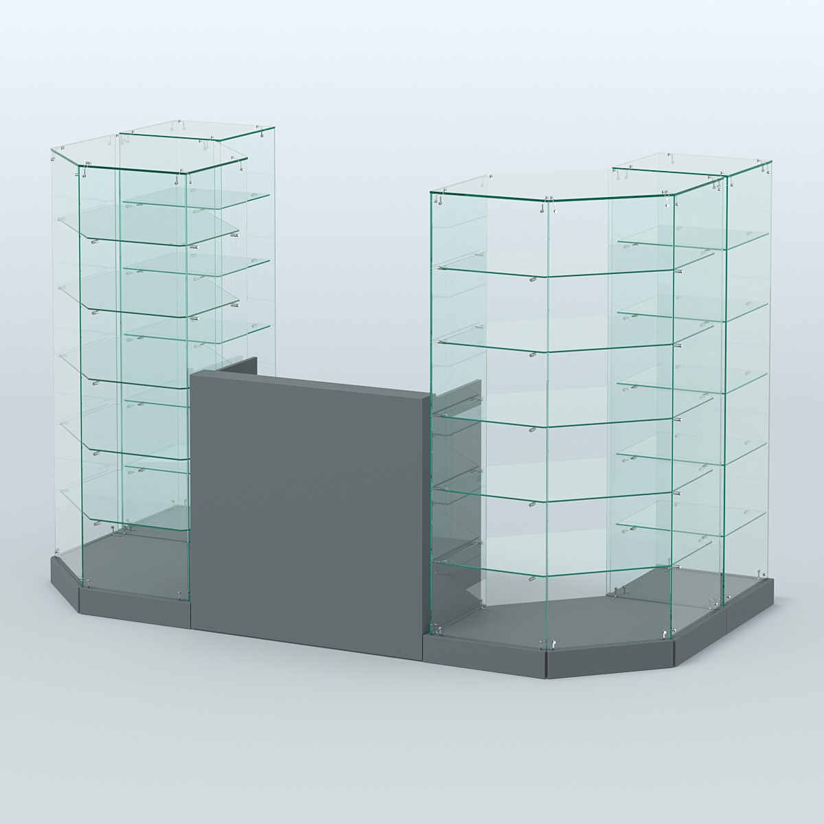Торговый стеклянный павильон Абсолют №8 (открытый) (3 кв.м) Темно-Серый