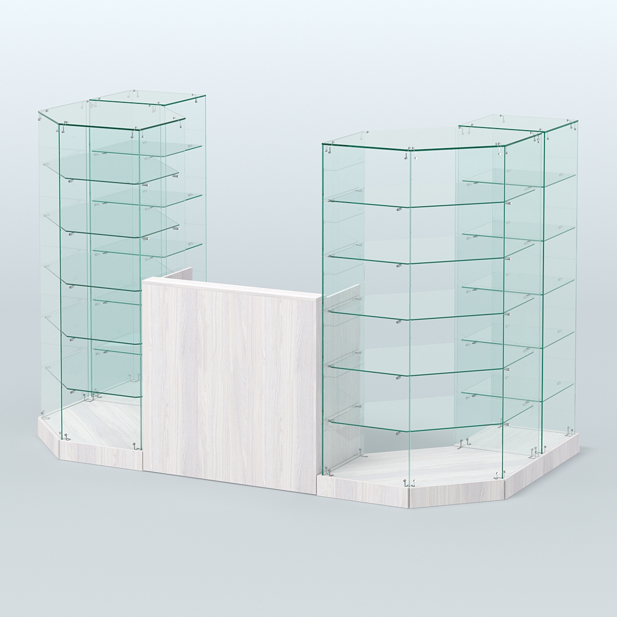 Торговый стеклянный павильон Абсолют №8 (открытый) (3 кв.м) Ясень Анкор светлый