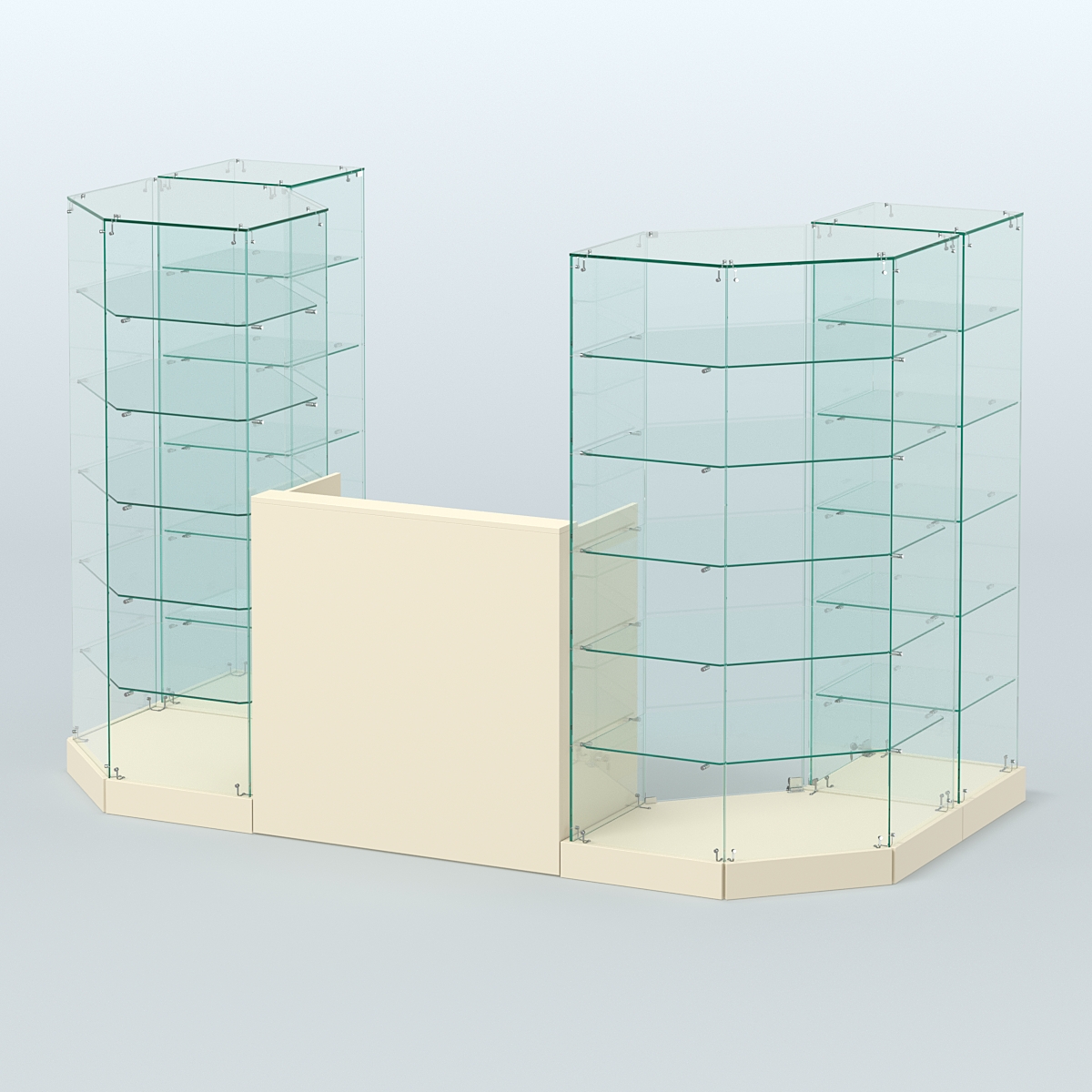 Торговый стеклянный павильон Абсолют №8а (закрытый) (3 кв.м) Крем Вайс