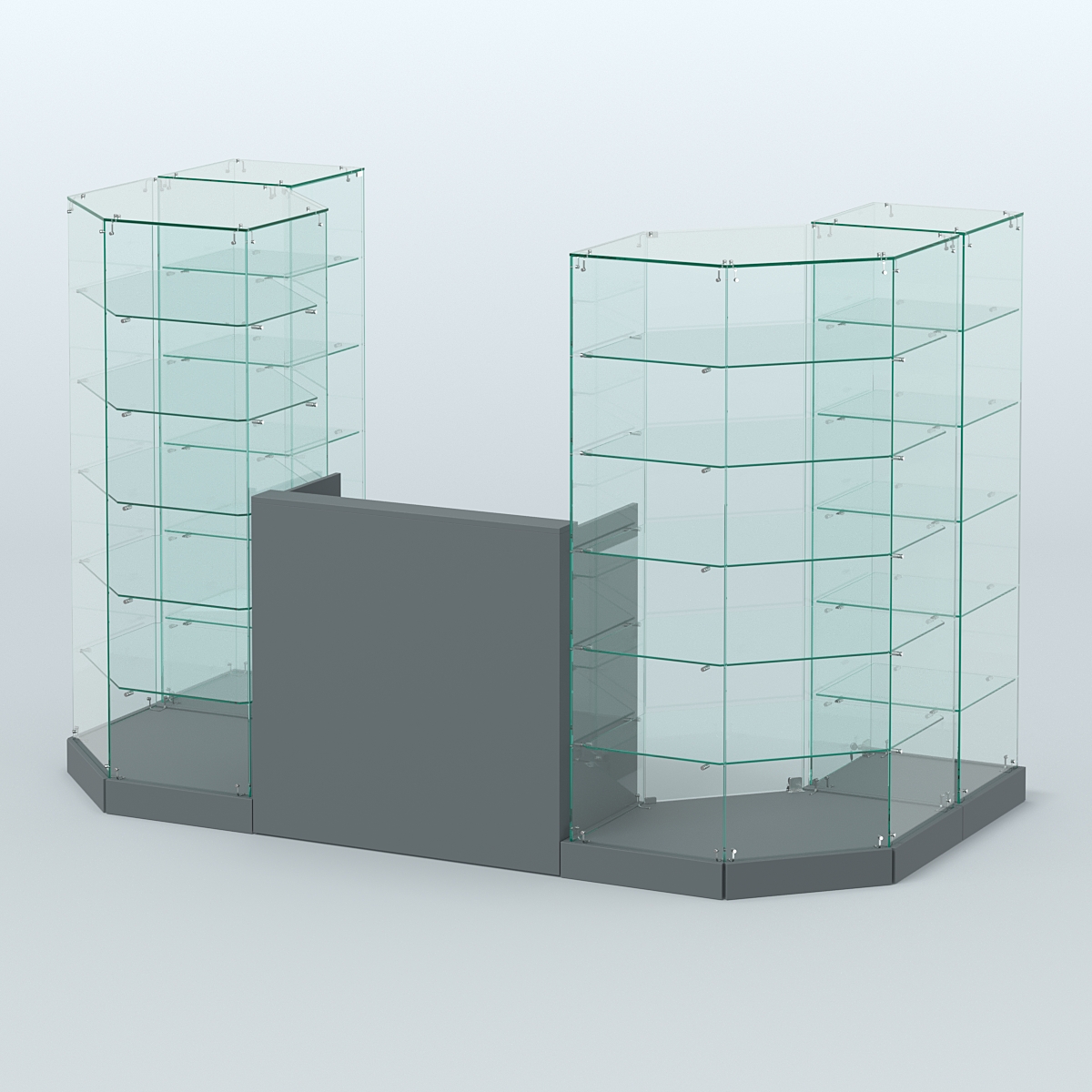 Торговый стеклянный павильон Абсолют №8а (закрытый) (3 кв.м) Темно-Серый