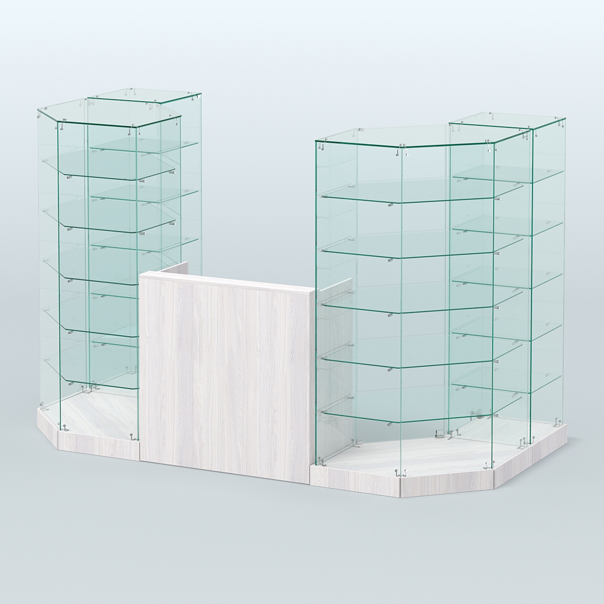 Торговый стеклянный павильон Абсолют №8а (закрытый) (3 кв.м) Ясень Анкор светлый