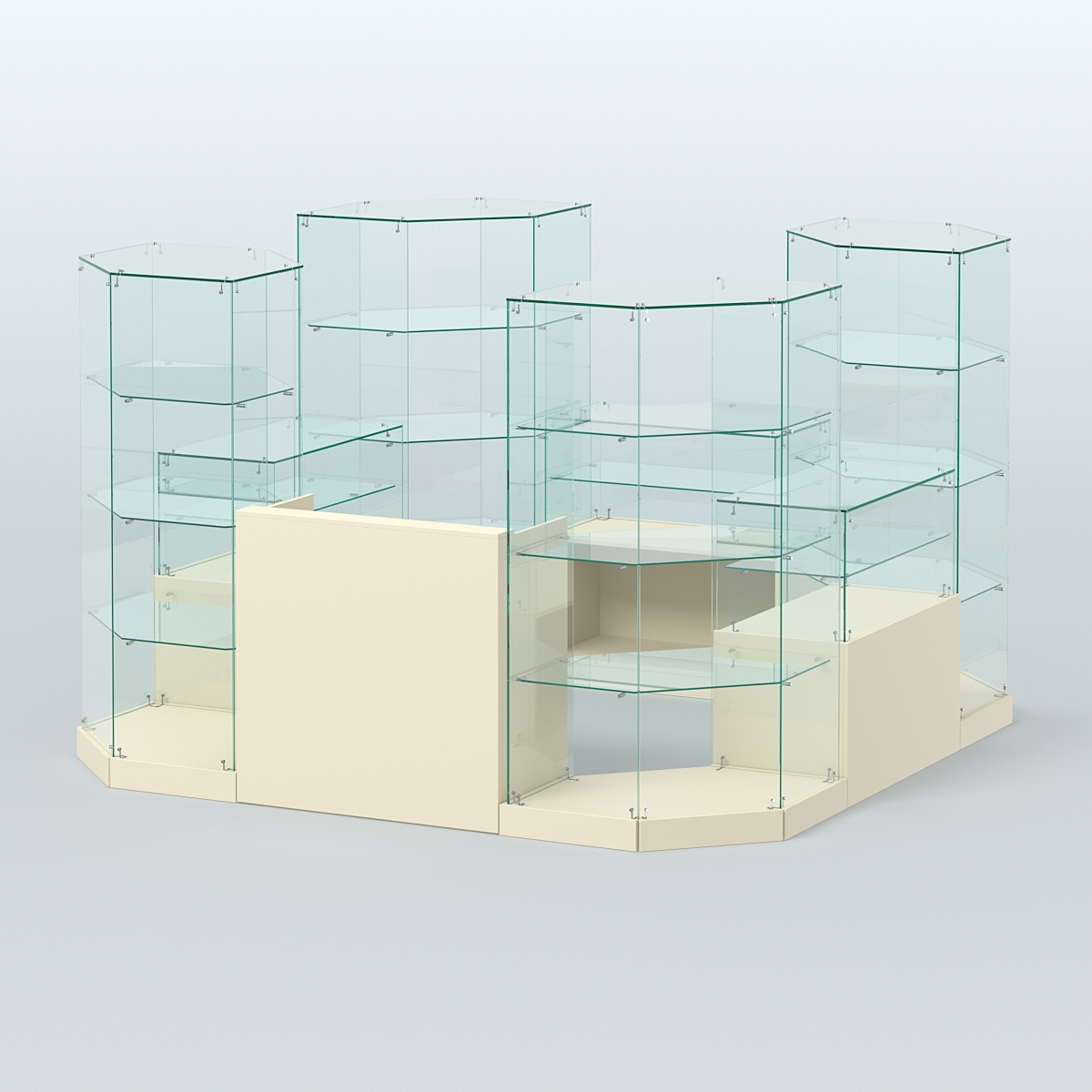 Торговый стеклянный павильон Абсолют №9 (открытый) (6, 05 кв.м) Крем Вайс