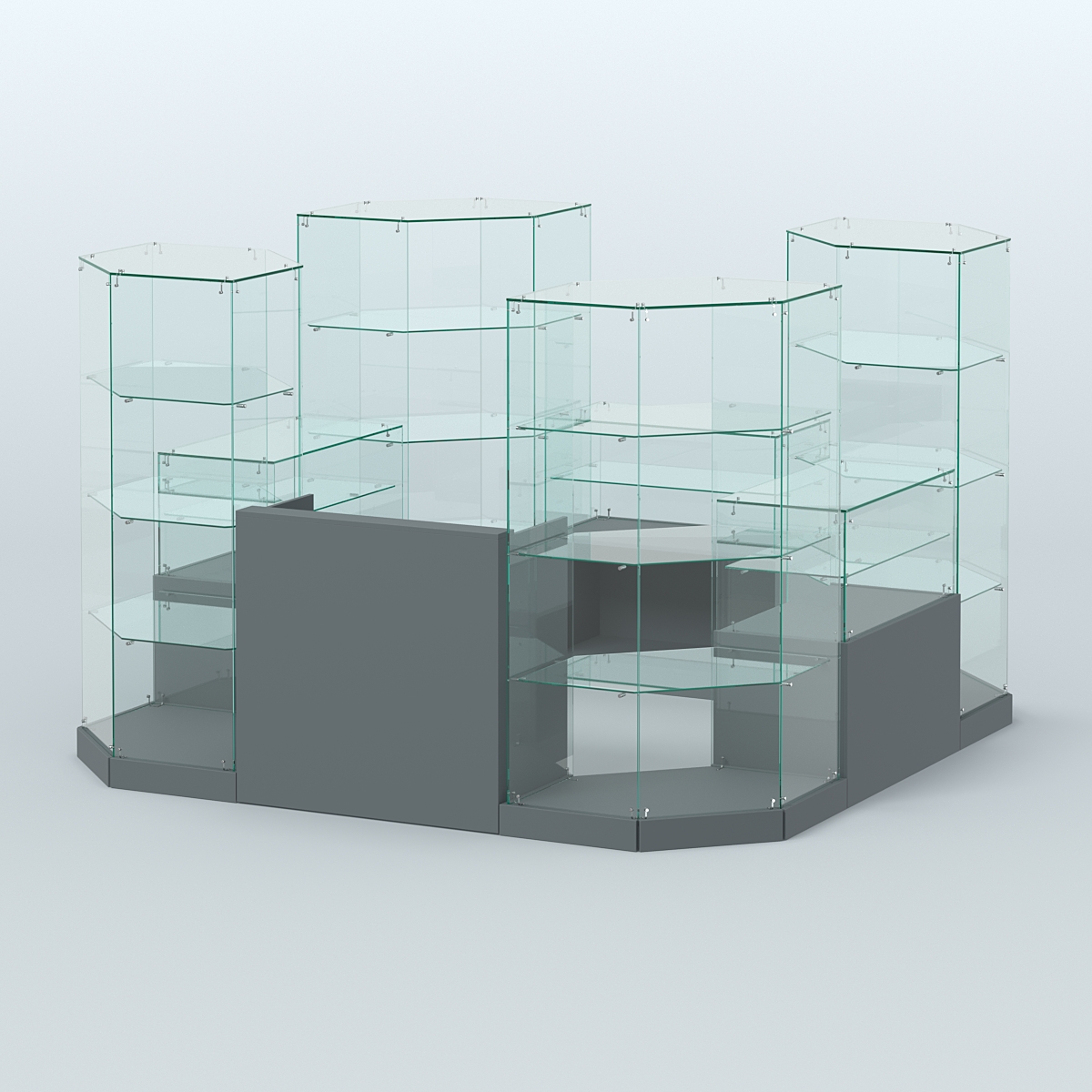 Торговый стеклянный павильон Абсолют №9 (открытый) (6, 05 кв.м) Темно-Серый