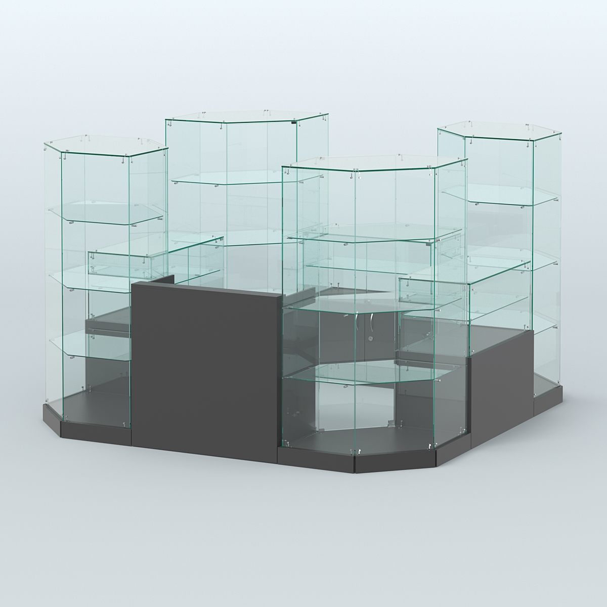 Торговый стеклянный павильон Абсолют №9а (закрытый) (6, 05 кв.м) Черный