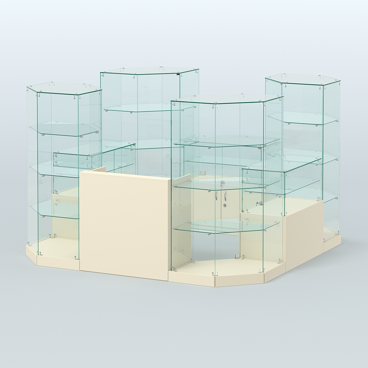 Торговый стеклянный павильон Абсолют №9а (закрытый) (6, 05 кв.м) Крем Вайс