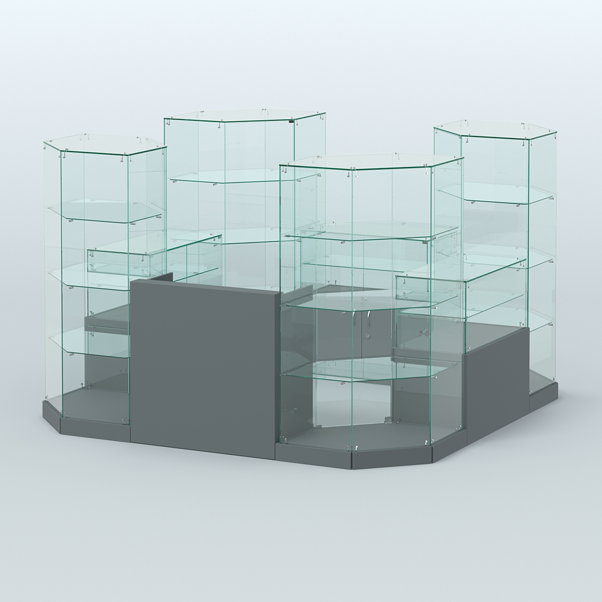 Торговый стеклянный павильон Абсолют №9а (закрытый) (6, 05 кв.м) Темно-Серый