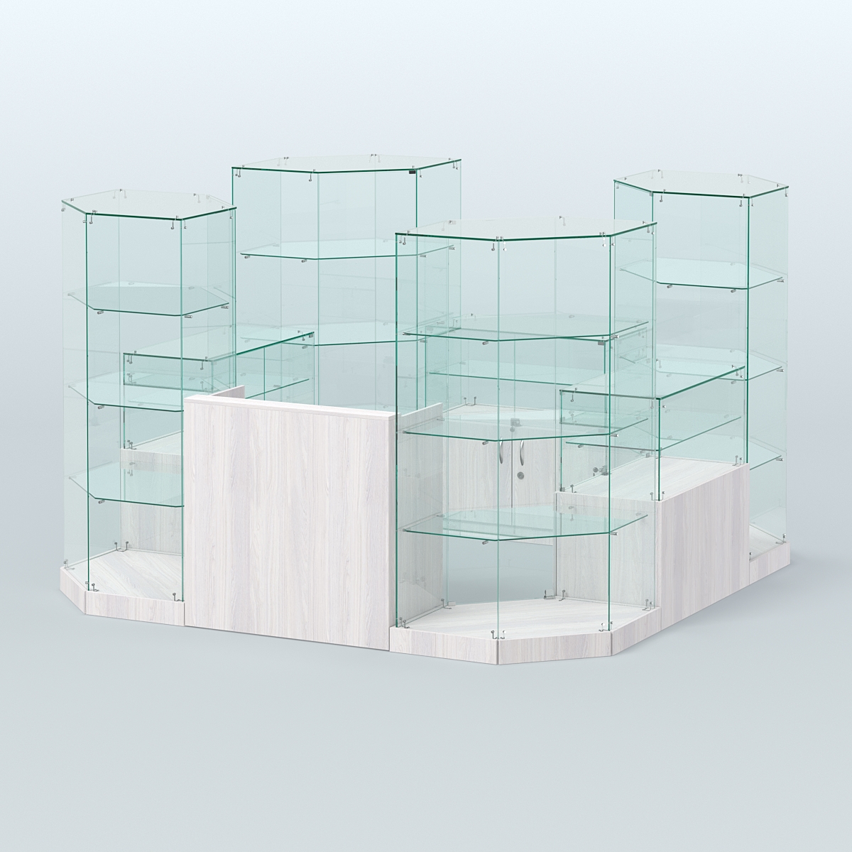 Торговый стеклянный павильон Абсолют №9а (закрытый) (6, 05 кв.м) Ясень Анкор светлый