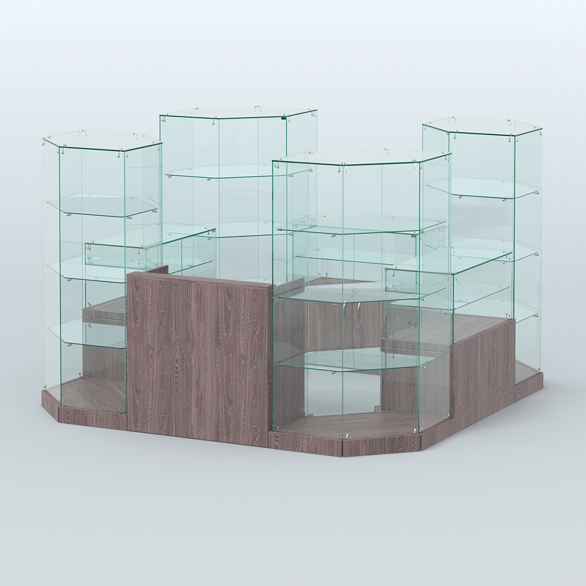 Торговый стеклянный павильон Абсолют №9а (закрытый) (6, 05 кв.м) Ясень Анкор темный