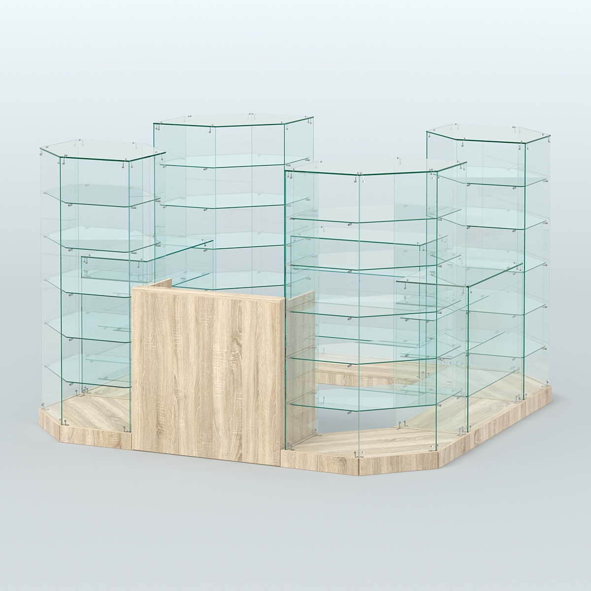 Торговый стеклянный павильон Абсолют №10 (открытый) (6, 05 кв.м) Дуб сонома