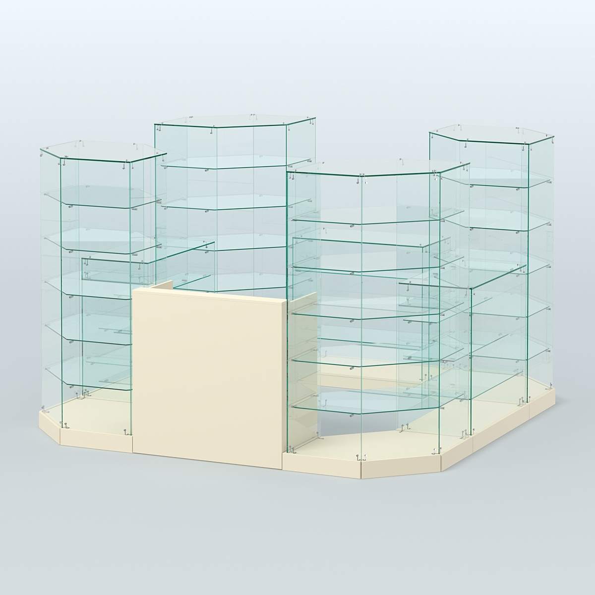 Торговый стеклянный павильон Абсолют №10 (открытый) (6, 05 кв.м) Крем Вайс