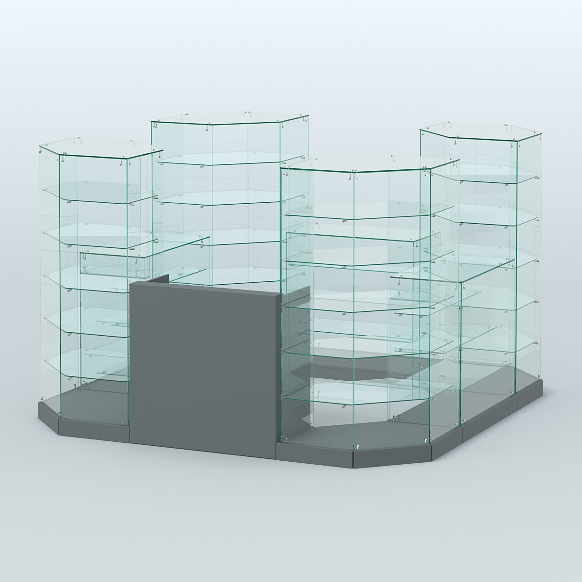 Торговый стеклянный павильон Абсолют №10 (открытый) (6, 05 кв.м) Темно-Серый