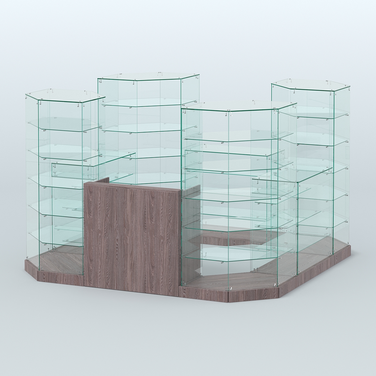 Торговый стеклянный павильон Абсолют №10 (открытый) (6, 05 кв.м) Ясень Анкор темный