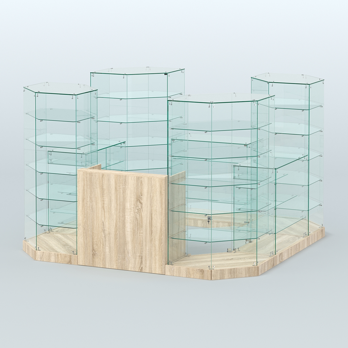 Торговый стеклянный павильон Абсолют №10а (закрытый) (6, 05 кв.м) Дуб сонома