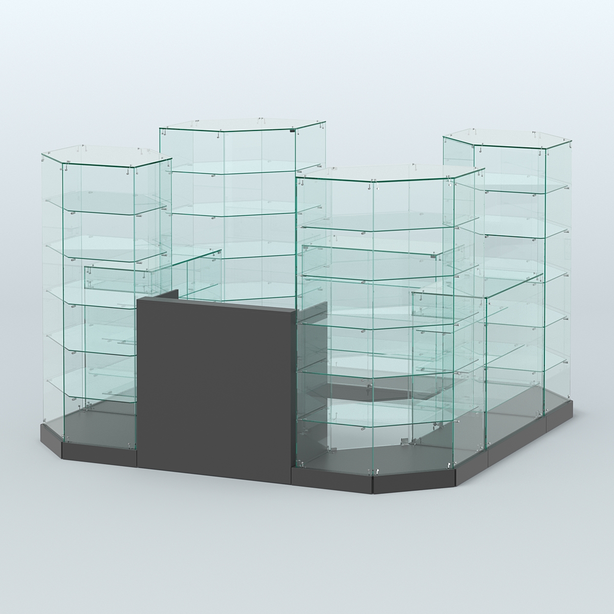 Торговый стеклянный павильон Абсолют №10а (закрытый) (6, 05 кв.м) Черный