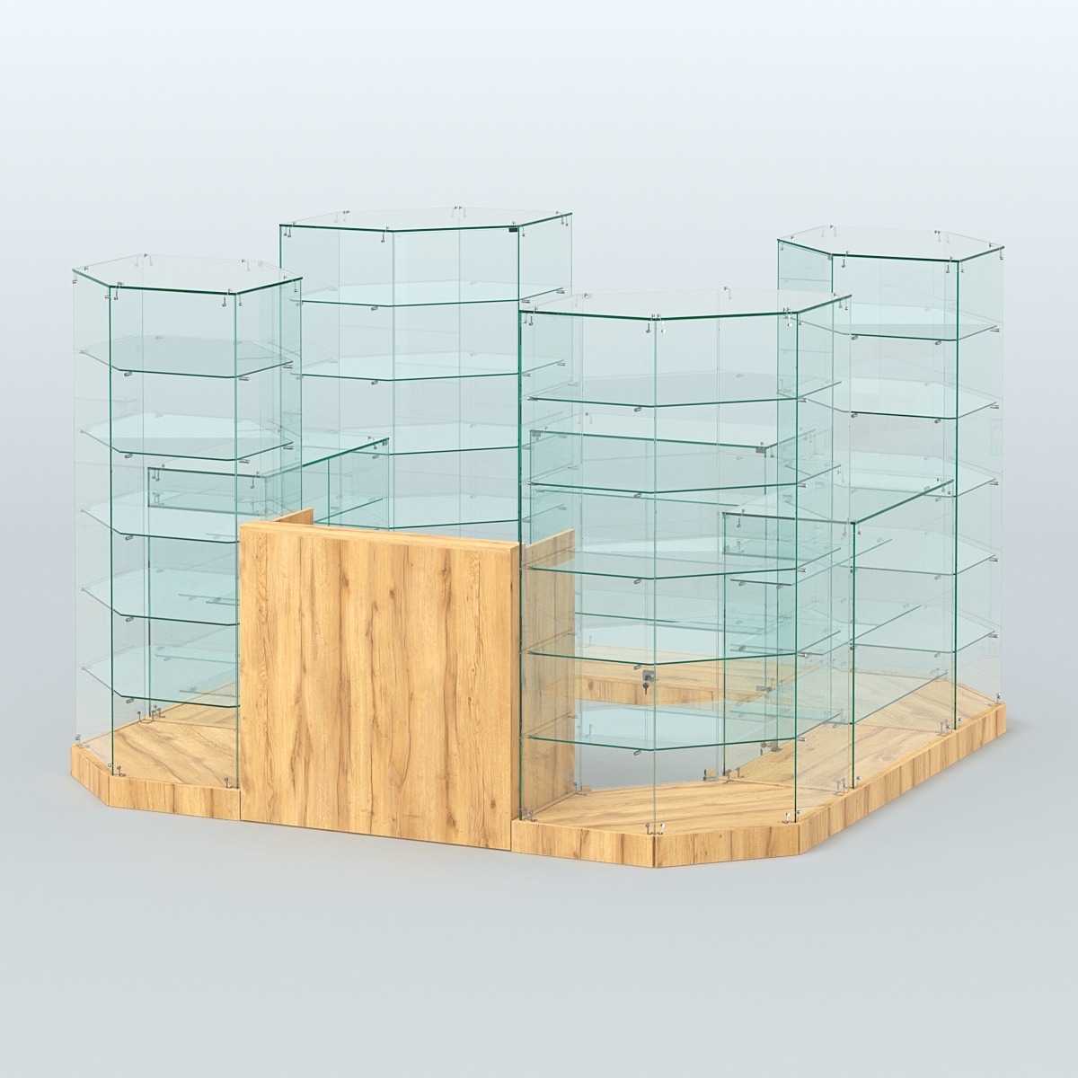 Торговый стеклянный павильон Абсолют №10а (закрытый) (6, 05 кв.м) Дуб Золотистый