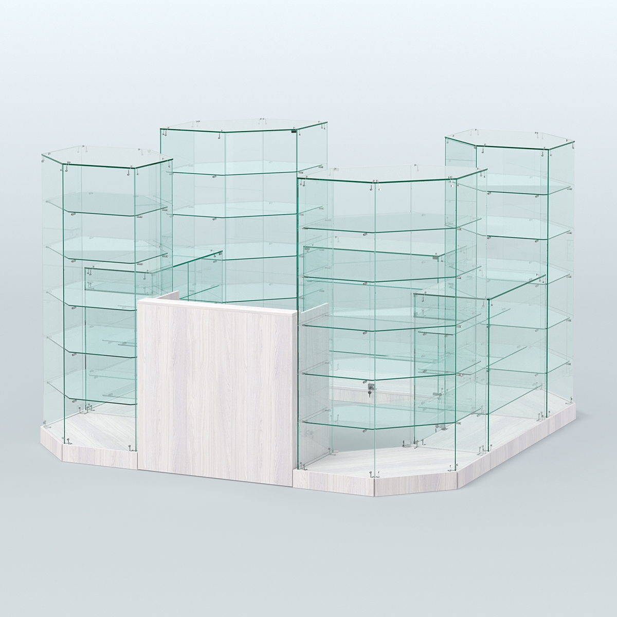 Торговый стеклянный павильон Абсолют №10а (закрытый) (6, 05 кв.м) Ясень Анкор светлый