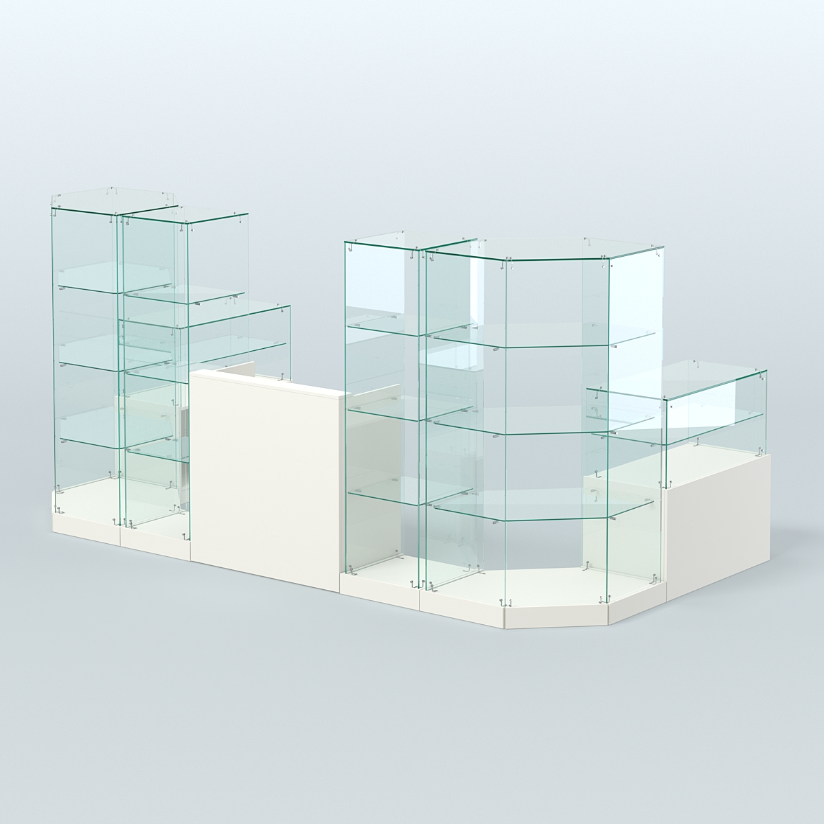 Торговый стеклянный павильон Абсолют №11 (открытый) (5, 64 кв.м) Белый