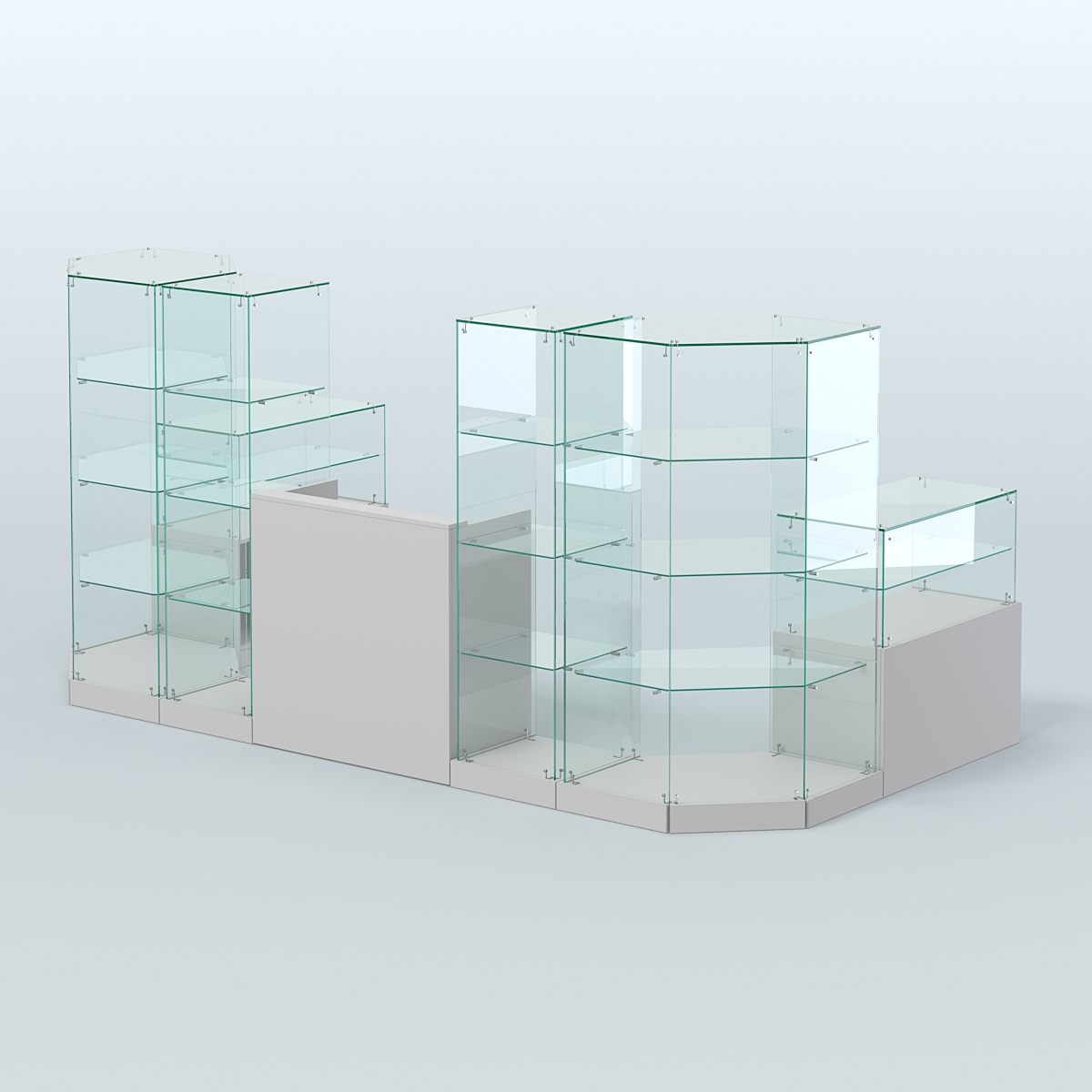 Торговый стеклянный павильон Абсолют №11 (открытый) (5, 64 кв.м) Серый