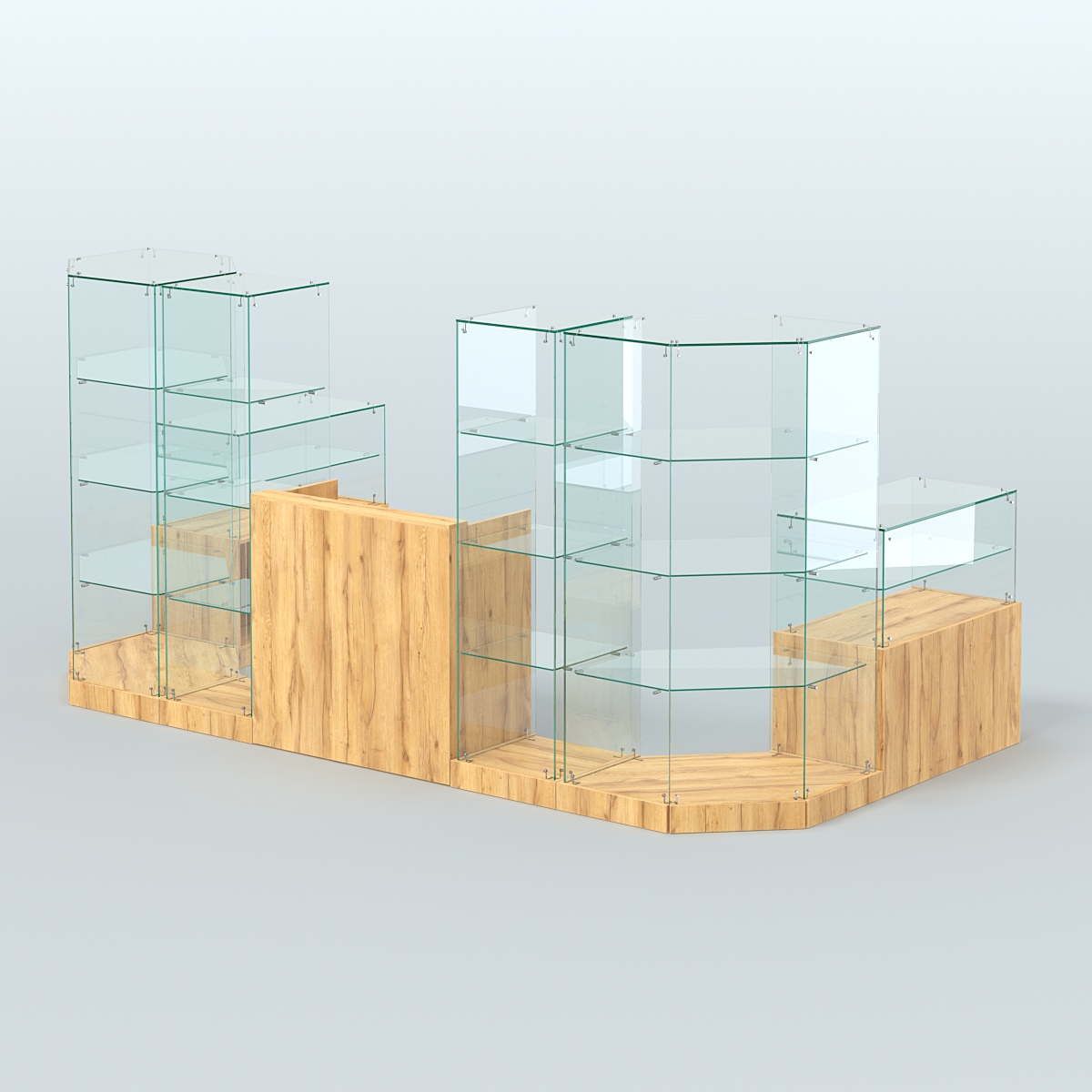 Торговый стеклянный павильон Абсолют №11 (открытый) (5, 64 кв.м) Дуб Золотистый