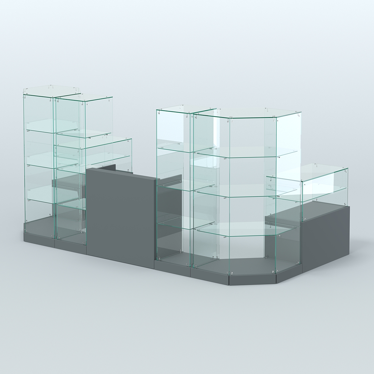 Торговый стеклянный павильон Абсолют №11 (открытый) (5, 64 кв.м) Темно-Серый