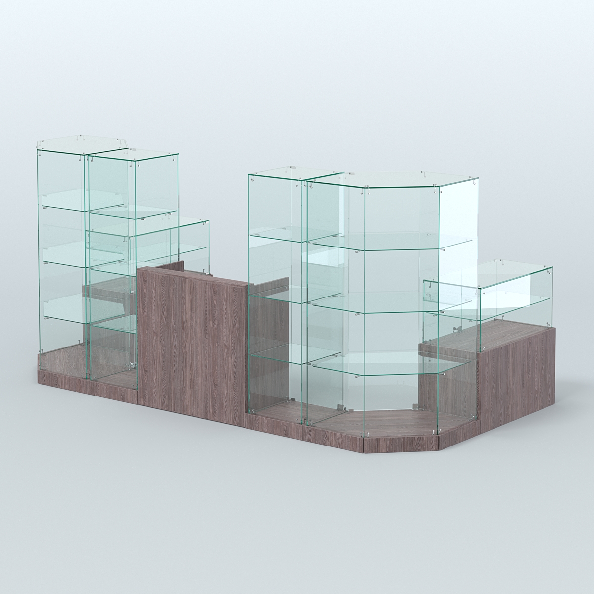 Торговый стеклянный павильон Абсолют №11а (закрытый) (5, 64 кв.м) Ясень Анкор темный