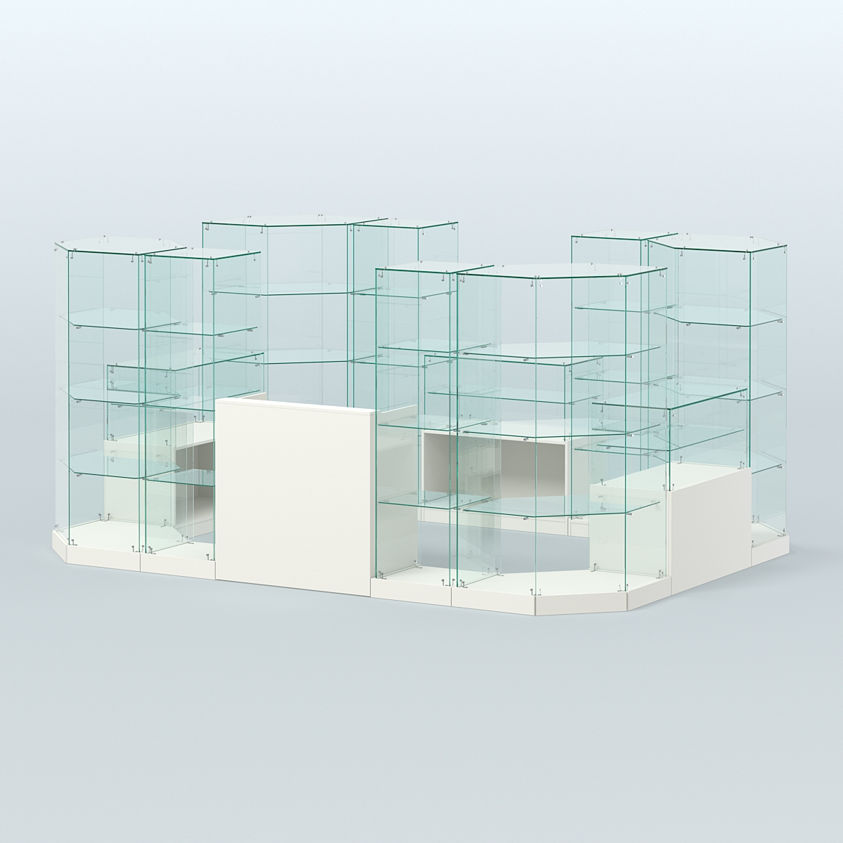 Торговый стеклянный павильон Абсолют №12 (открытый) (8, 26 кв.м) Белый