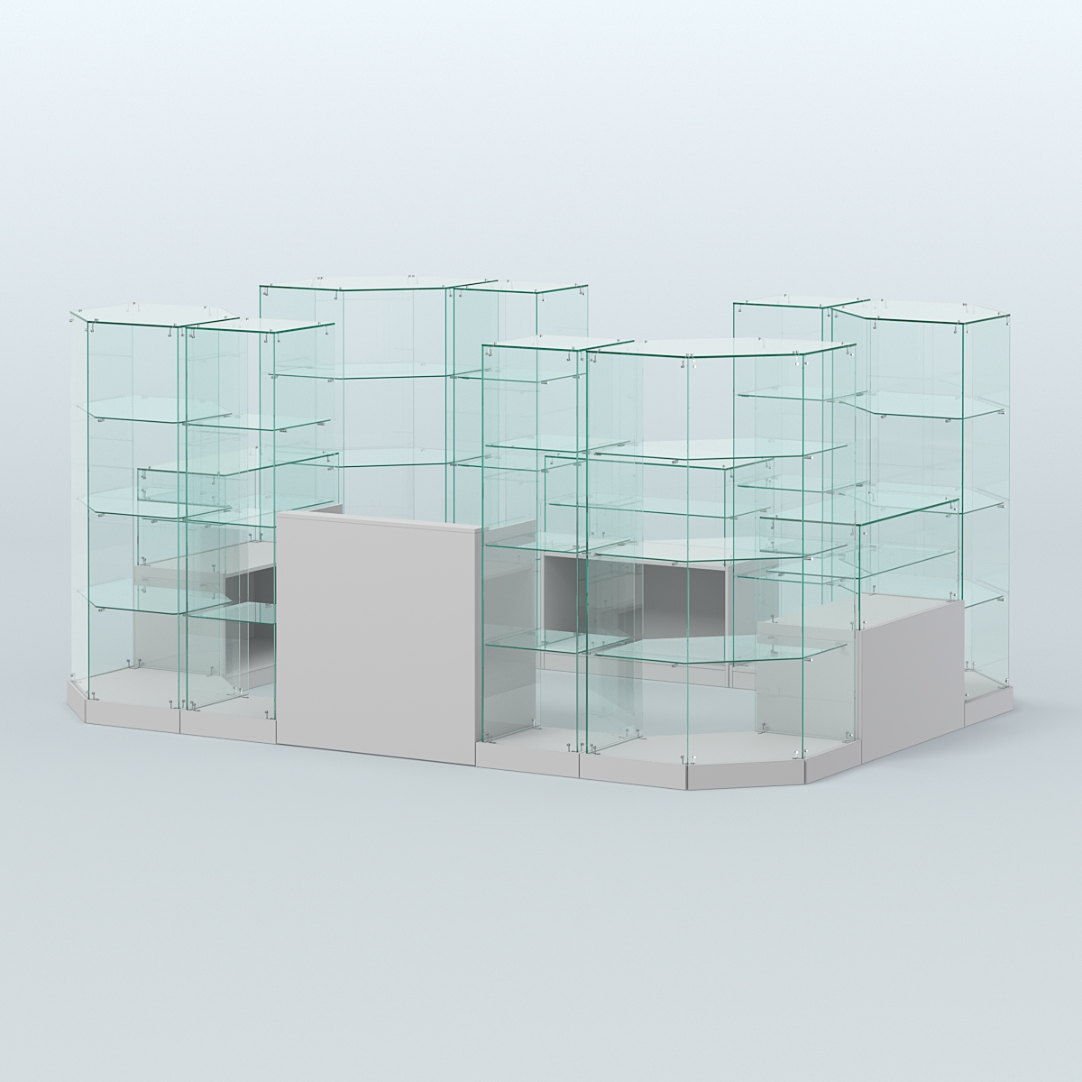 Торговый стеклянный павильон Абсолют №12 (открытый) (8, 26 кв.м) Серый