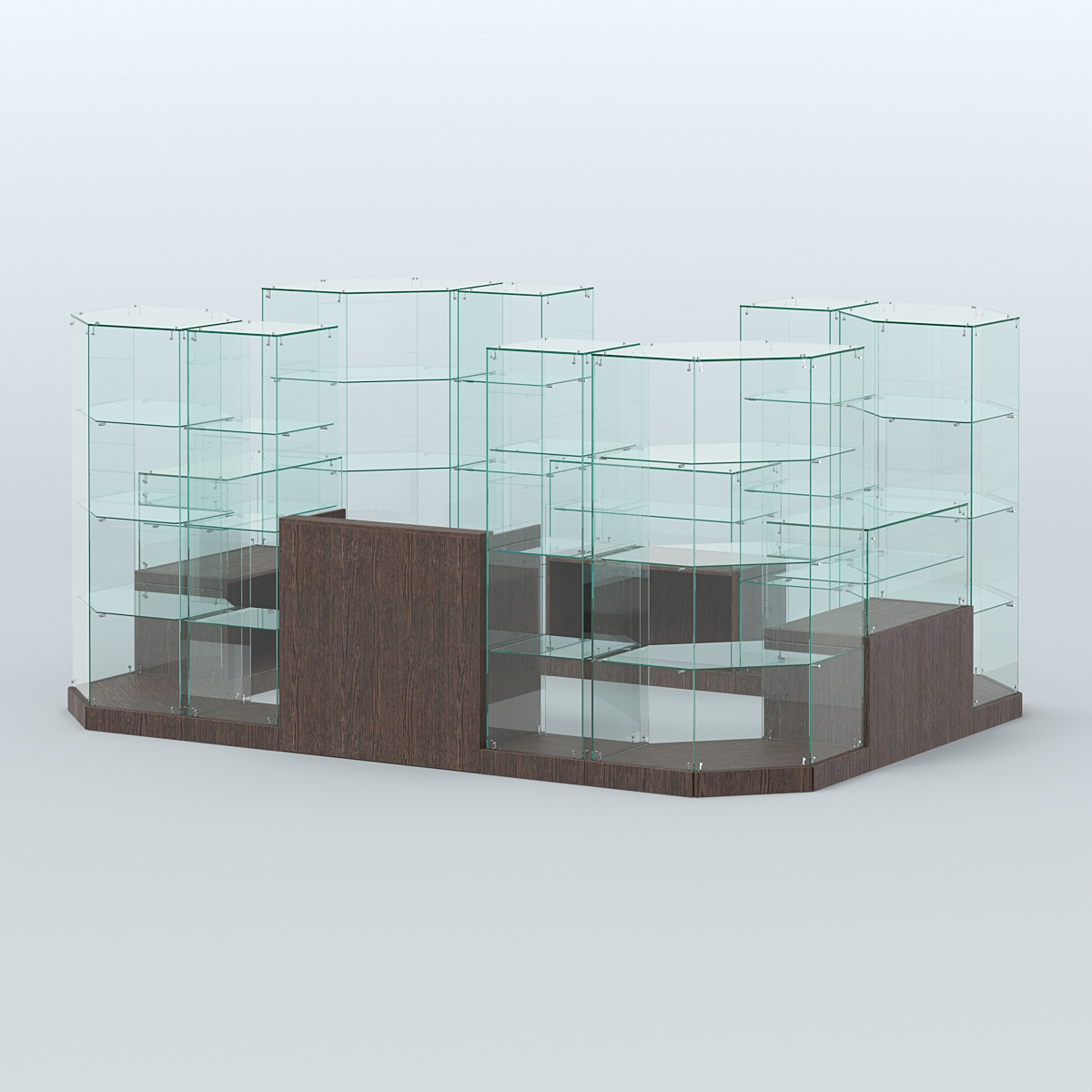 Торговый стеклянный павильон Абсолют №12 (открытый) (8, 26 кв.м) Дуб Венге