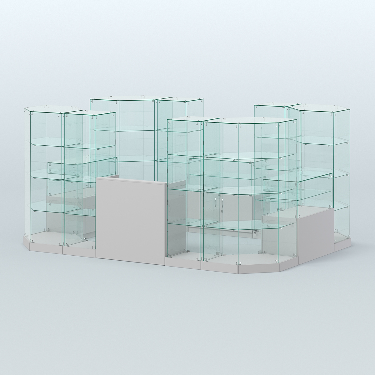 Торговый стеклянный павильон Абсолют №12а (закрытый) (8, 26 кв.м) Серый