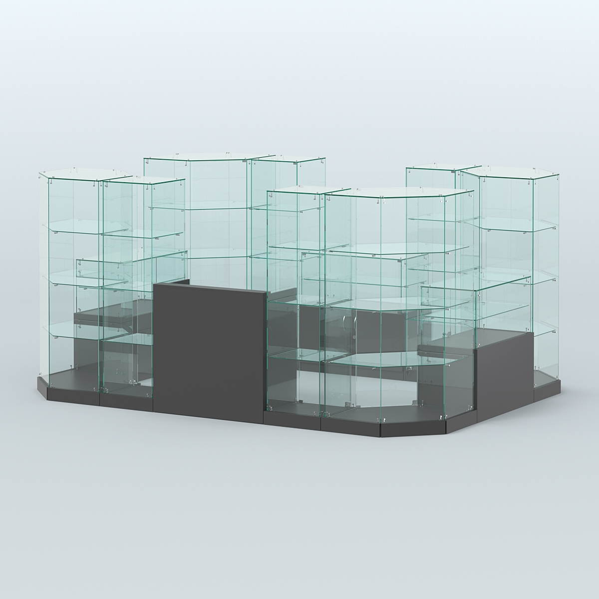 Торговый стеклянный павильон Абсолют №12а (закрытый) (8, 26 кв.м) Черный