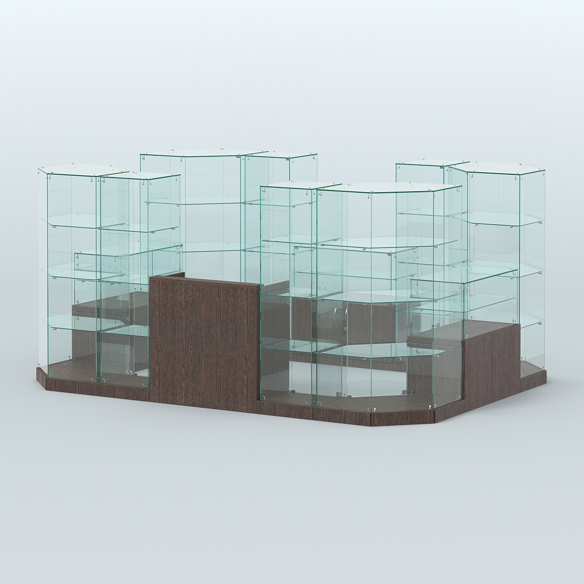 Торговый стеклянный павильон Абсолют №12а (закрытый) (8, 26 кв.м) Дуб Венге