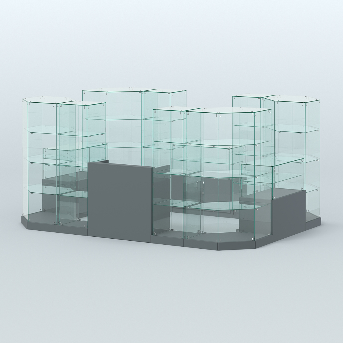 Торговый стеклянный павильон Абсолют №12а (закрытый) (8, 26 кв.м) Темно-Серый