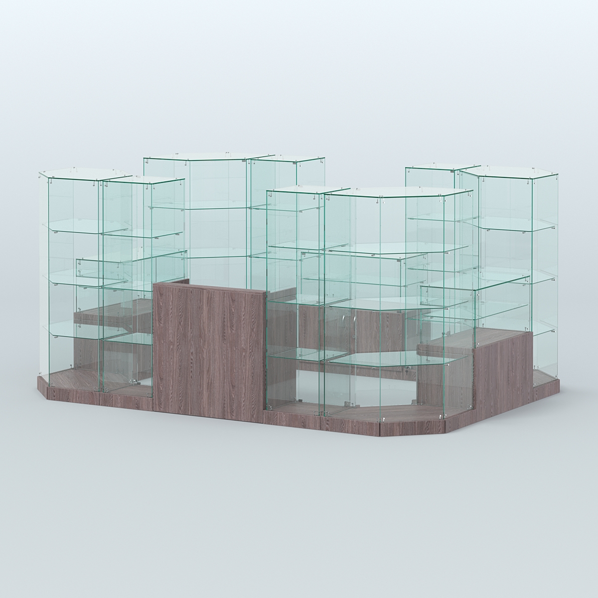 Торговый стеклянный павильон Абсолют №12а (закрытый) (8, 26 кв.м) Ясень Анкор темный