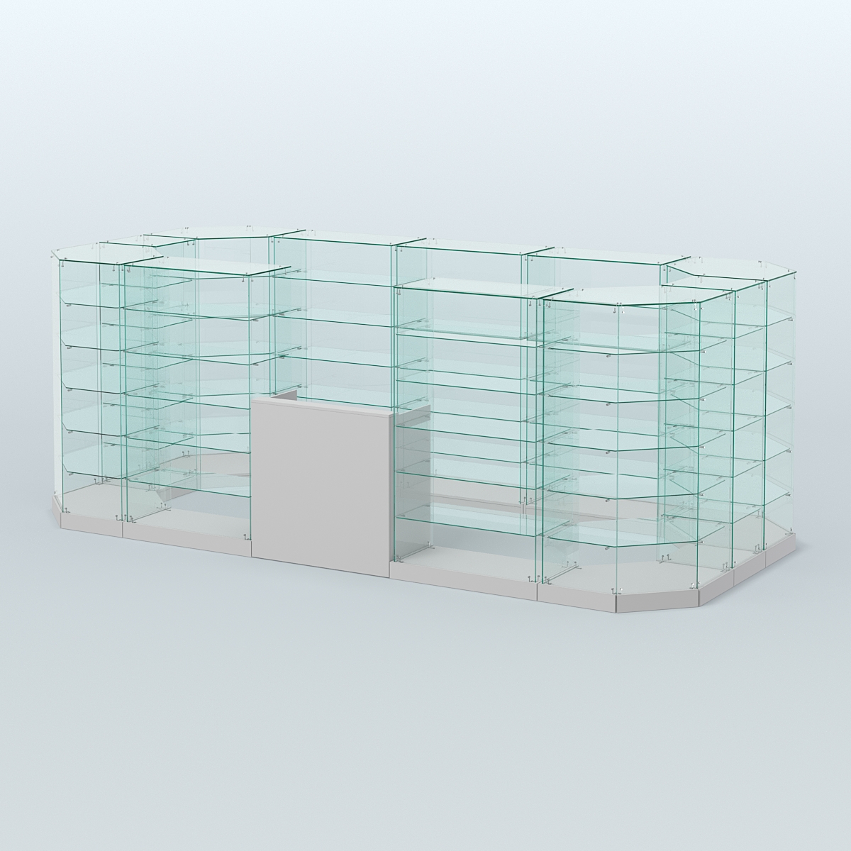 Торговый стеклянный павильон Абсолют №13 (открытый) (8, 56 кв.м) Серый