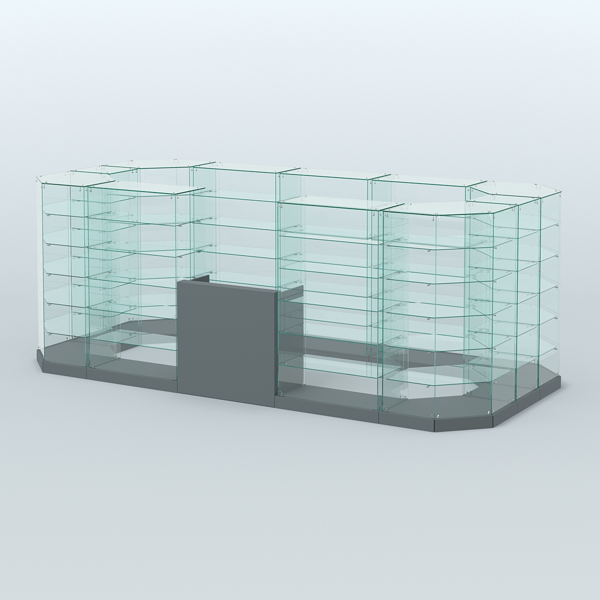 Торговый стеклянный павильон Абсолют №13 (открытый) (8, 56 кв.м) Темно-Серый